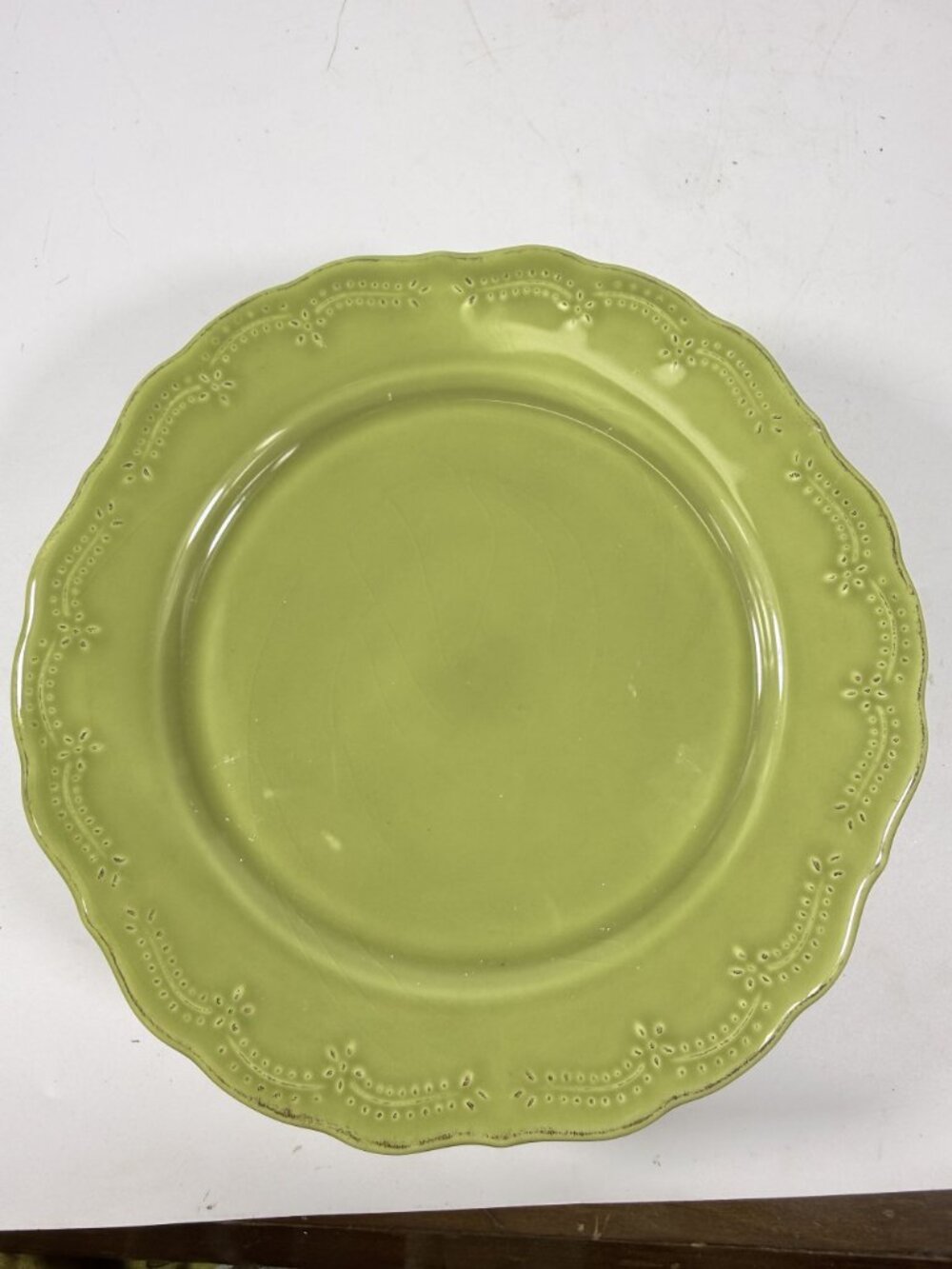Earthenware Salad Plates Lacey Green Pier I Imports Stoneware Set 6 Portugal Sco - Picture 13 of 15